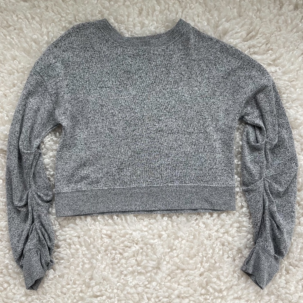 Zella Girl Ruched Long Sleeve Heather Grey Crop Top | 5/$20